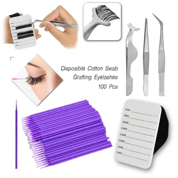 

1 Set Lashes Extension Pallet Grafted False Eyelash Stainless Steel Curved Tweezers Cotton Swab Set Tools