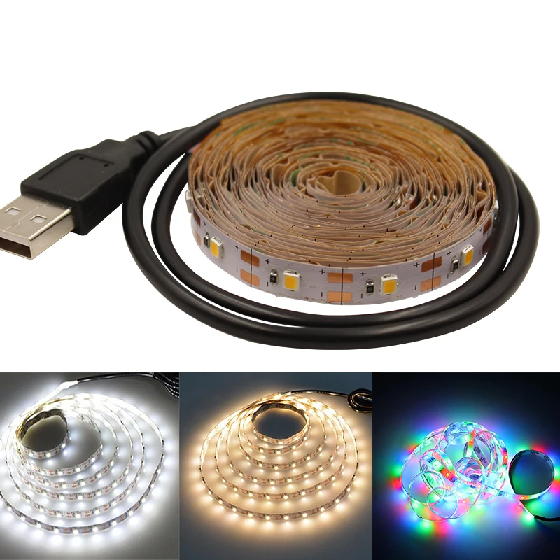 Usb Led Strip 5 V Rgb Waem Wit Wit 0.5 M 1 M 2 M 3 M 5 M Flexibele led Licht Lint Diode Tape Backlight Televisie Tv Verlichting|LED-strips| - AliExpress