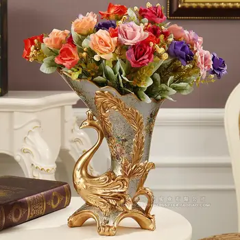

Nordic vintage resin vases creative living room wedding gift flower peacock ornament wall hanging flower vase decoration home