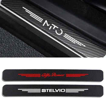 

4PCS Carbon Fiber Car Door Sill Plate Sticker For Alfa Romeo Giulia Giulietta 159 156 MITO Stelvio 147 Sportiva Auto Accessories