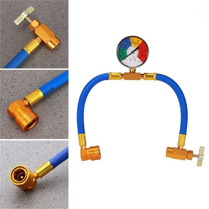 

Car Air Conditioning Refrigerant Recharge Measuring Kit Hose Gas Gauge R134A Car Refrigeration Supplementary Pipe