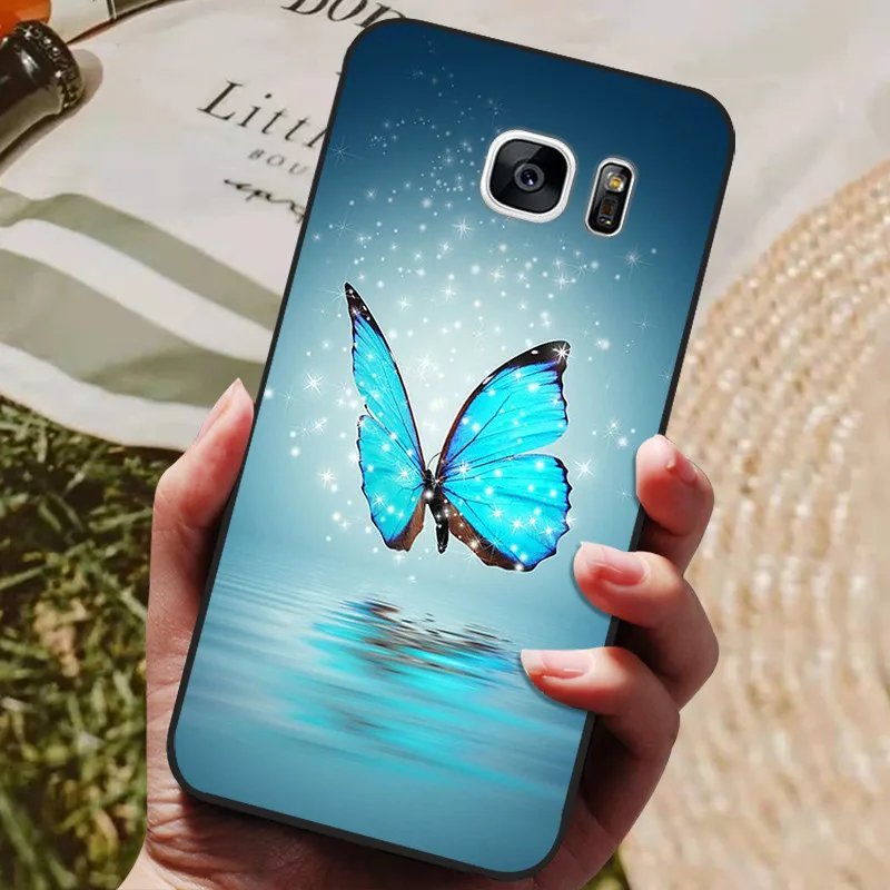 glass flip cover For Samsung Galaxy S7 Edge Silicone Case Cute Pattern Soft TPU Phone Cover For Samsung Galaxy S6 S7 S 7 Edge Back Cover Bumper phone carrying case Cases & Covers