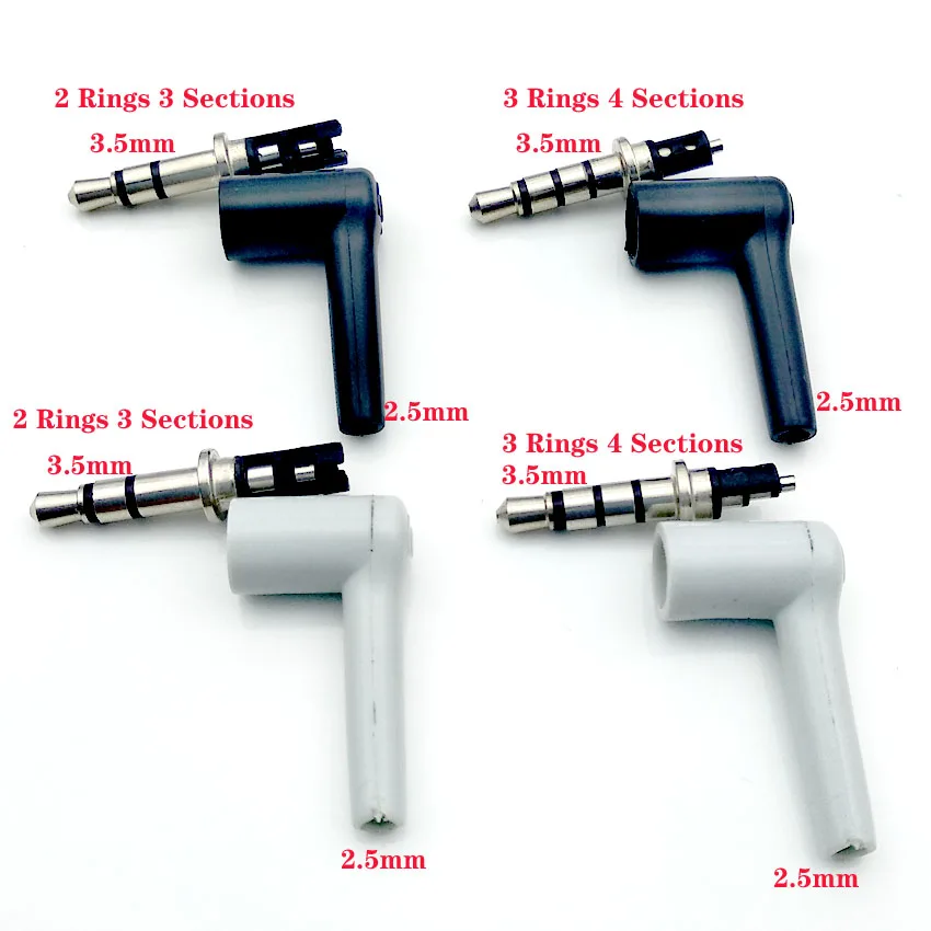 

2pcs/lot 90 Degrees 3.5mm stereo headset plug jack 3 4 pole 3.5 Gold Plated Black Audio Plugs Jack Adaptor Connector