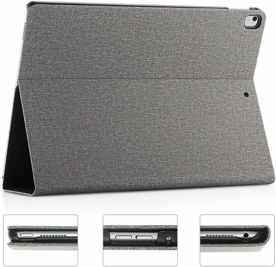 

EasyAcc® Apple iPad Pro 12.9 2017 Case Grey PU Leather Shockproof Magnet Wake up Sleep Smart Cover Case for 12.9 inch