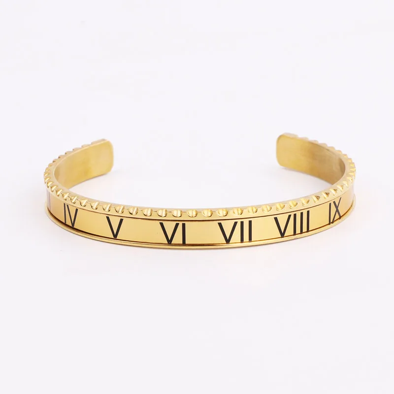 High Quality Jewelry Bracelet 316L Stainless Steel Colorful Roman Numberal Cuff Bangle Bracelet Men Gift - Image 6