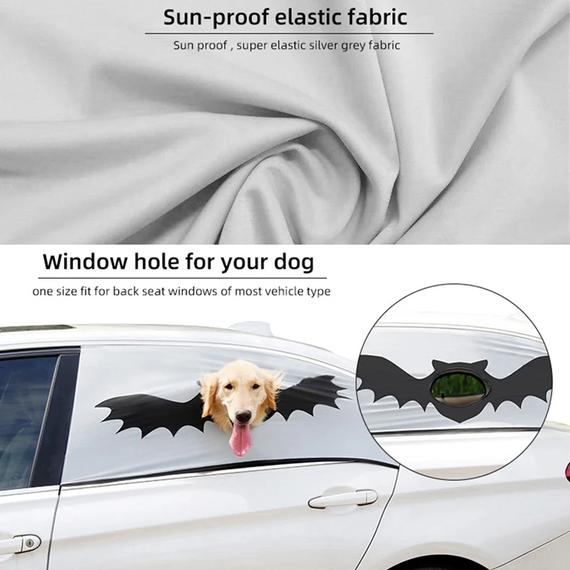 Halloween Sunscreen Foldable Car Rear Window Shade Visor Cover Curtain With A Hole For Pet Dog