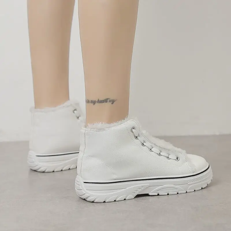 

2020 Women Winter Canvas Shoes High-top Keep Warm Cotton Shoes Ankle Boots Harajuku Style Retro Ladies Casual Shoes W31-04