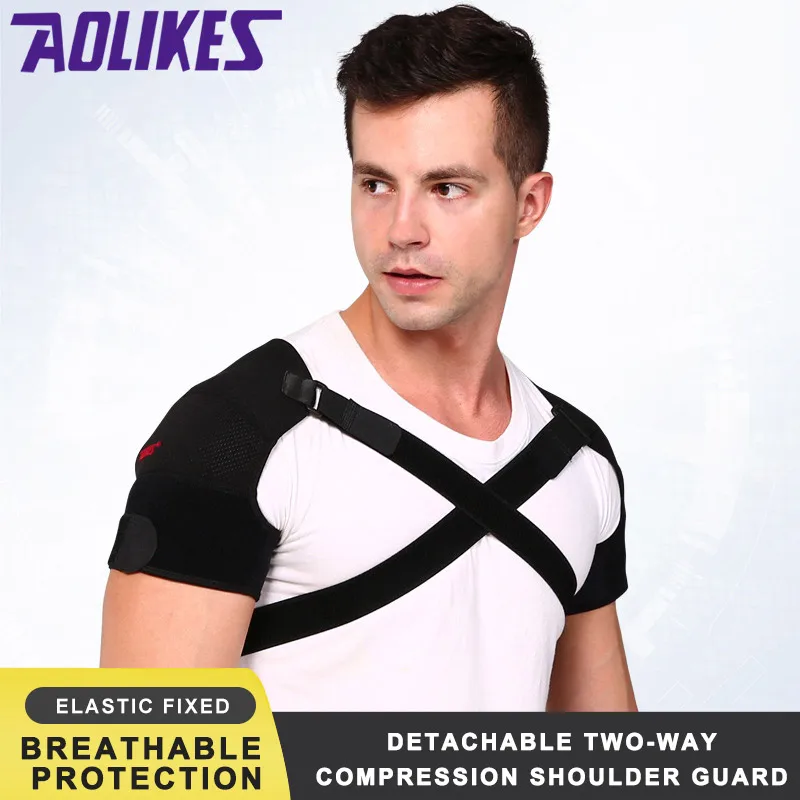 Men Double Shoulder Brace Adjustable Sports Shoulder Support Belt Back