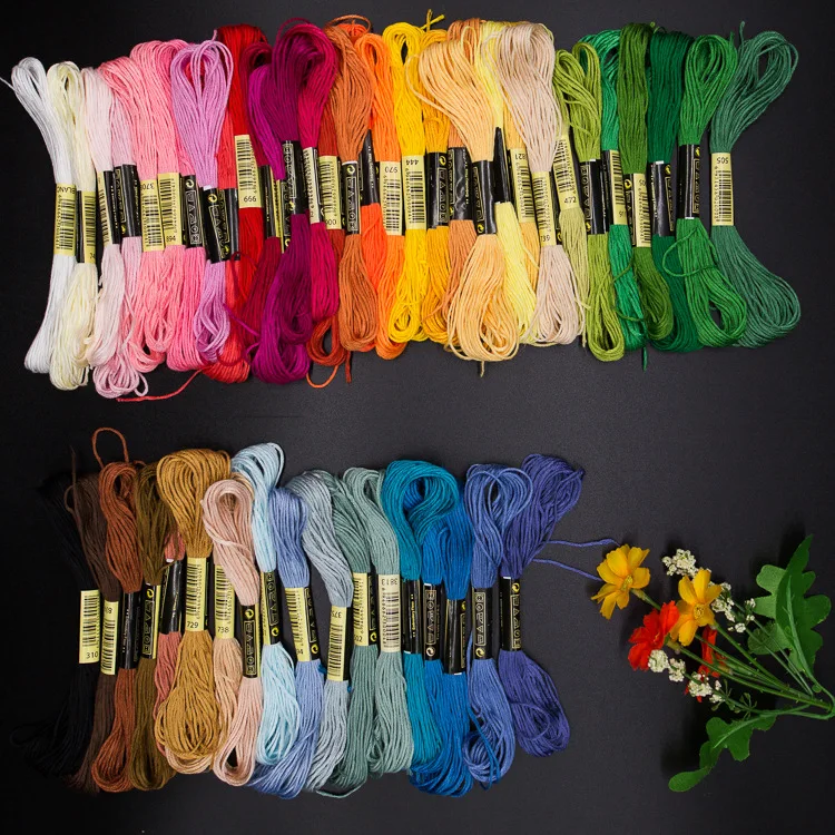 Hot Sale 50pcs Mix Colors Cotton Sewing Skeins Cross Stitch Embroidery Thread Floss Kit DIY Sewing Tools