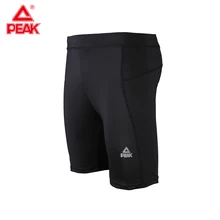PEAK Men's Compression Short With Waist Pack Running Fitness Jogging Tights Short Elastic Quick Dry Print Gym Man Legging FW3821