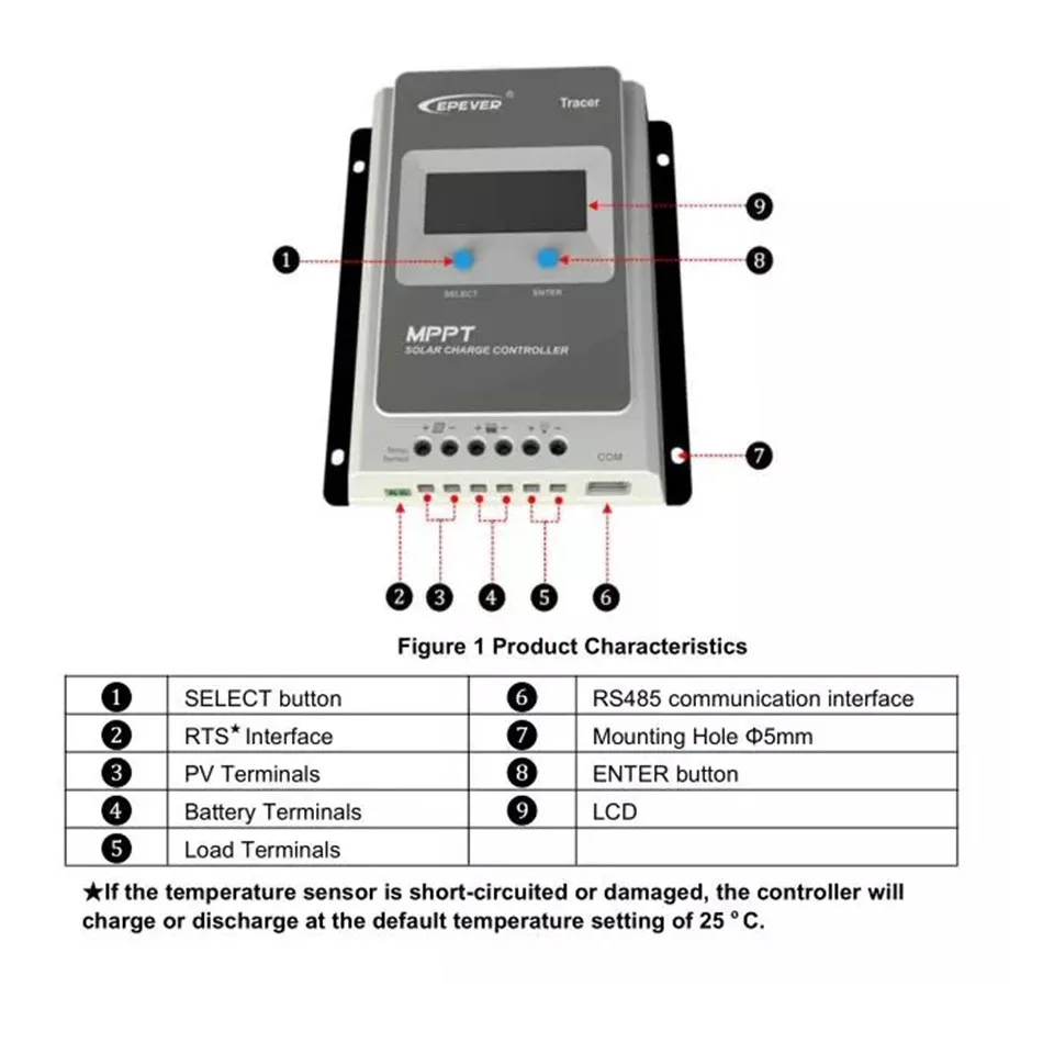 EPever MPPT 40A/30A/20A/10A контроллер солнечного заряда черный-легкий ЖК-солнечный регулятор для 12 В 24 В свинцово-кислотная литиевая-ионная батарея