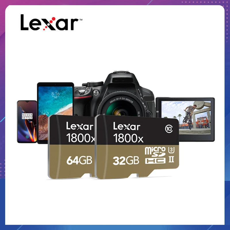 Lexar Professional 1800x microSDXC UHS-II cards Micro SD Card 64GB 32GB Memory Up to 270MB/s V90 U3 class10 Flash TF |