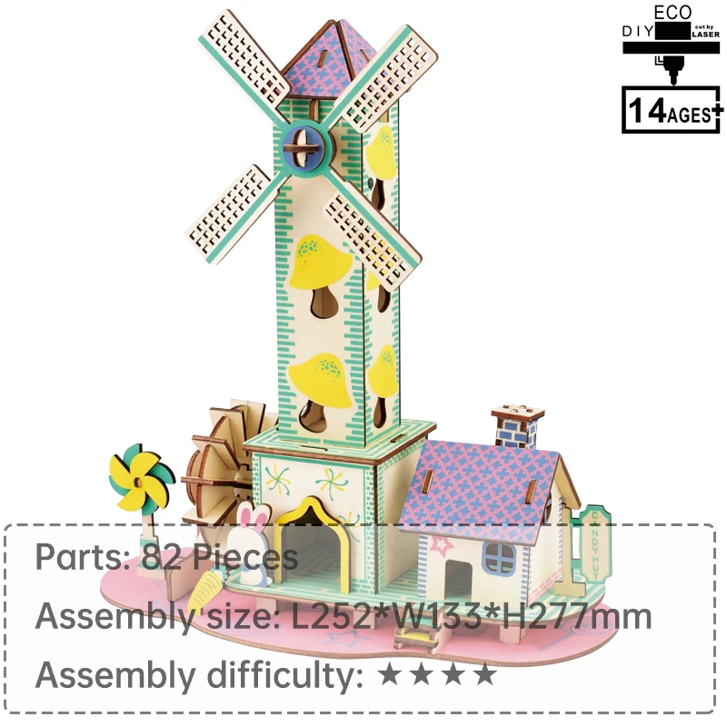 Ветряная мельница дом 3D Деревянный пазл Деревянные игрушки для детей детские