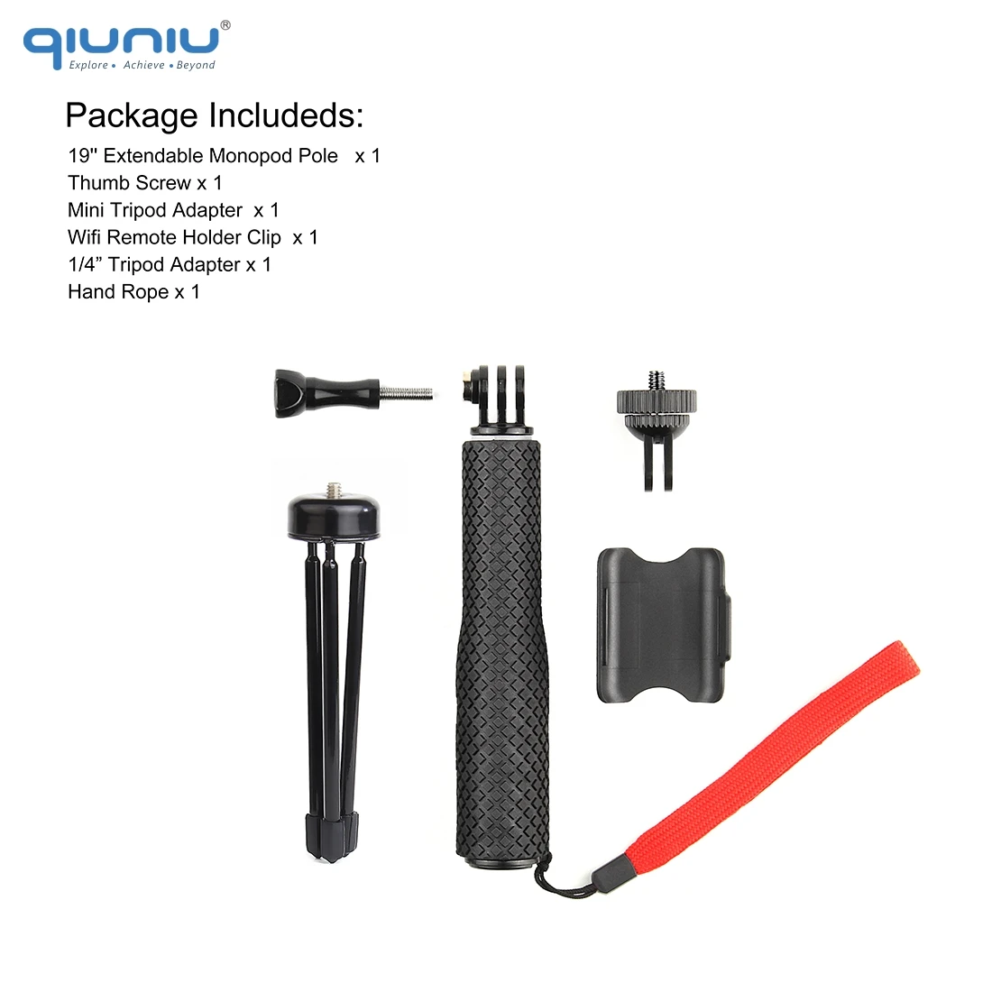 QIUNIU выдвижной монопод селфи-Палка с переносной столб с адаптером для штатива с креплением для GoPro Hero 8/7/6/5 для DJI Osmo карман Камера - Цвет: GP2043(19in)