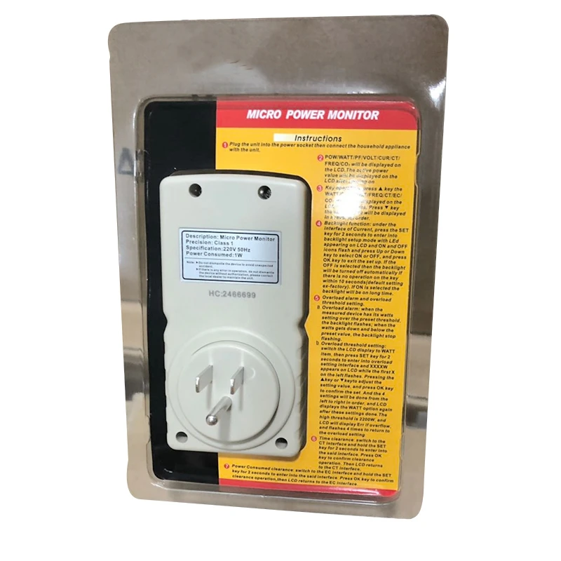 Lcd Micro-Power Meter Analyzer Monitor Digital Power Meter Gm86 Power Meter Power Monitor Measurement Socket, Us Plug