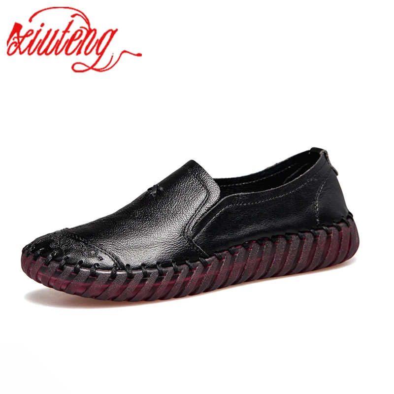 

Xiuteng New 2022 Fashion Women Shoes Genuine Leather Loafers Women Casual Shoes Soft Comfortable Shoes Women Flats