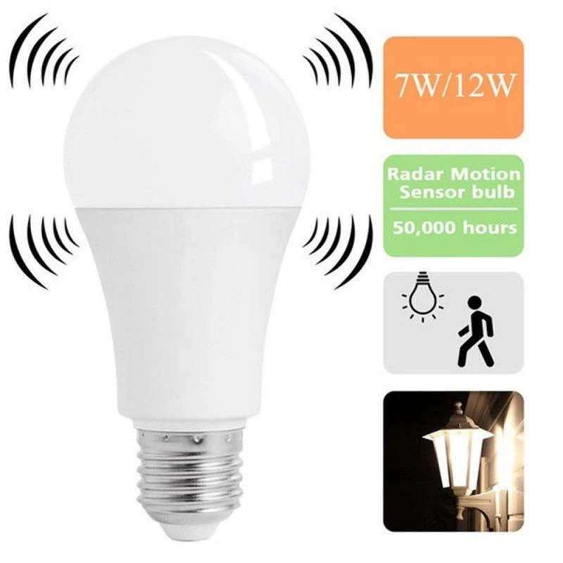 Kuuleyn LED Bulb Lamp,E27 5W LED Automatic Sensor LED Light Control Bulb Lamp 6500K AC85-265V 