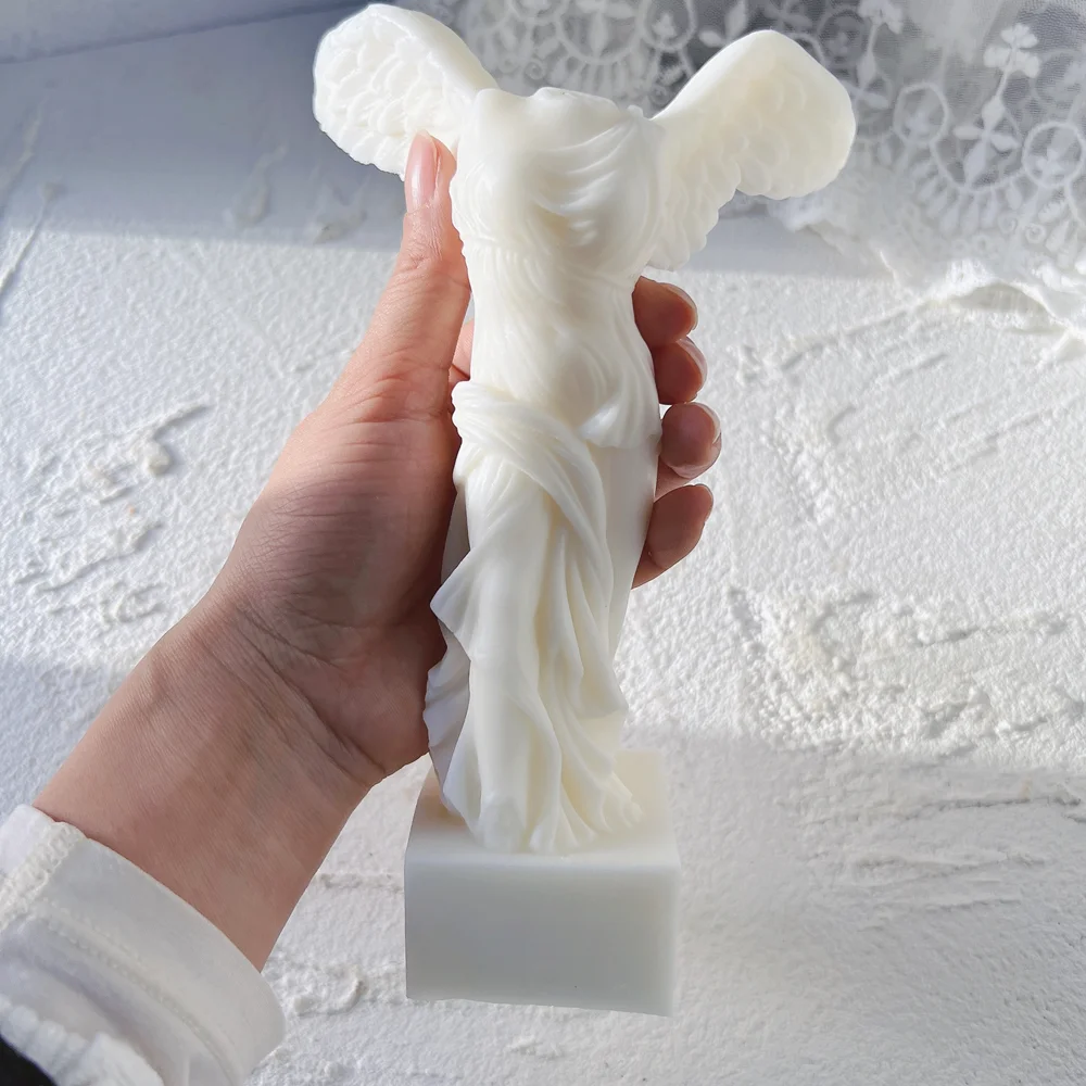 Samothrac Winged Victory Candle Mold Greek Statue Goddess Silicone Mold Winged Angel Figurine Sculpture Art Wax Candles Mould