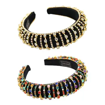 

Baroque Tiaras Wide Headband Luxurious Color Crystal Rhinestones Hair Hoop Female Girls Headwear Accessories