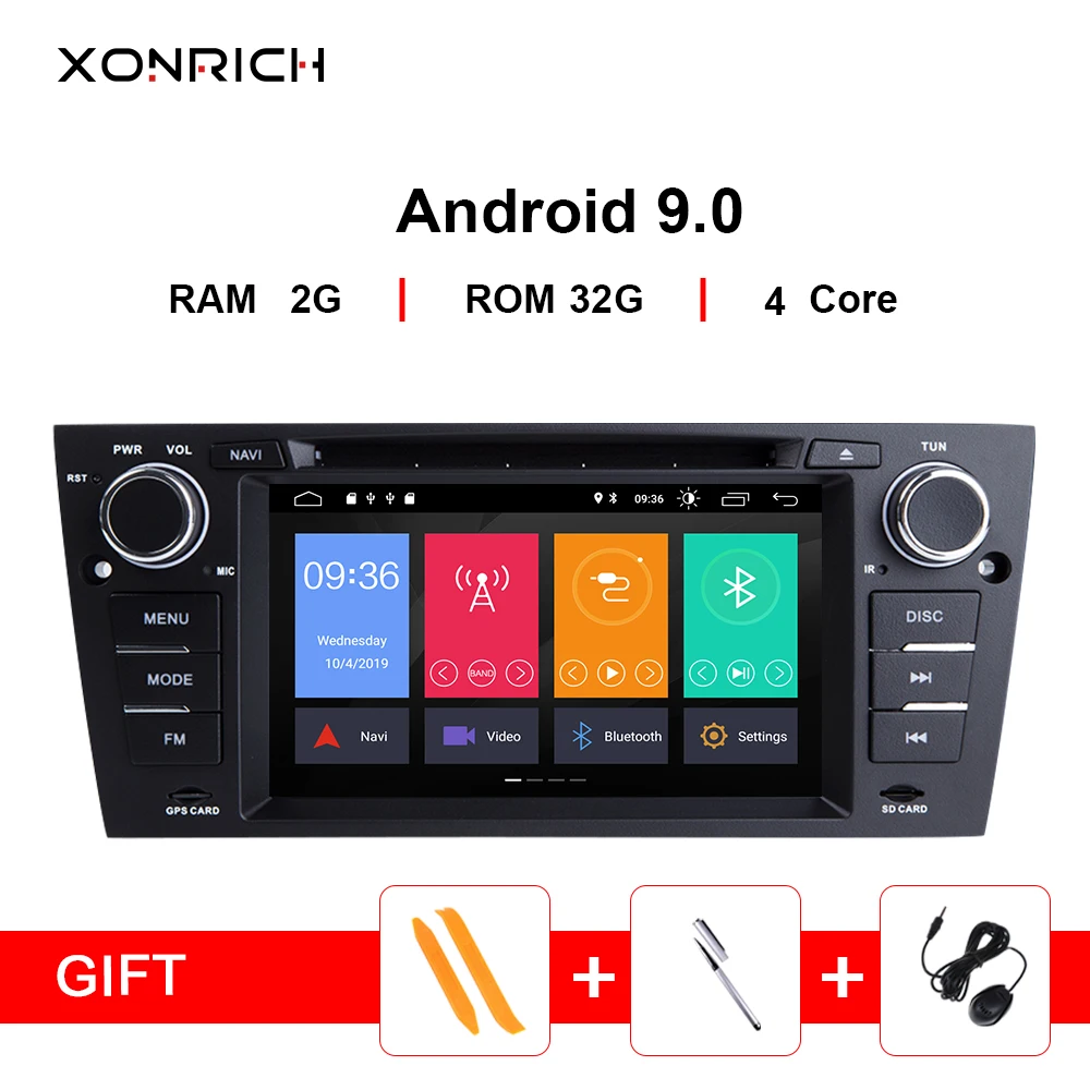 

Xonrich 1 Din Android 9.0 Car Multimedia GPS Navigation For BMW E90/E91/E92/E93 3 Series Radio Stereo audio dvd Screen 2GB Wifi