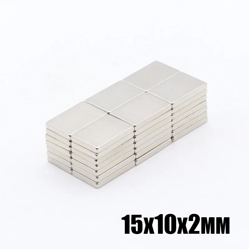 100 шт. 15x10x2 мм N35 Сильный квадратный NdFeB редкоземельный магнит 15*10*2 неодимовые