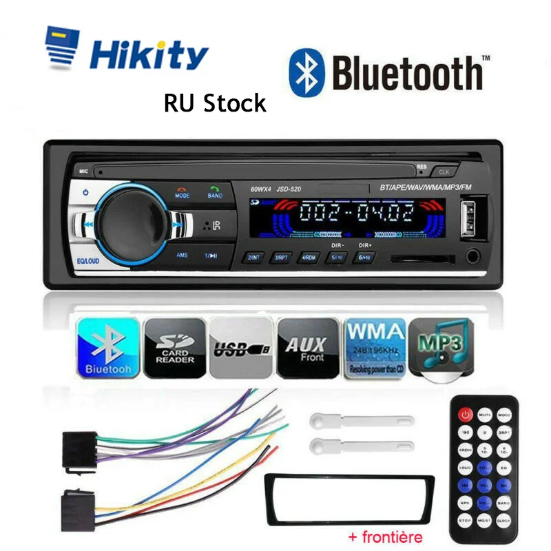 Ceny Hikity 1din jsd 520 Autoradio w desce rozdzielczej radio samochodowe stereo pilot cyfrowy bluetooth audio muzyka odtwarzacz MP3 12V USB SD AUX IN
