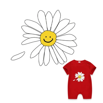 

Flowers Patch For Clothing Heat Transfer Stickers DIY For T-Shirt Kids Boy Girl Washable Non-Toxic Patches Set Iron On Transfers