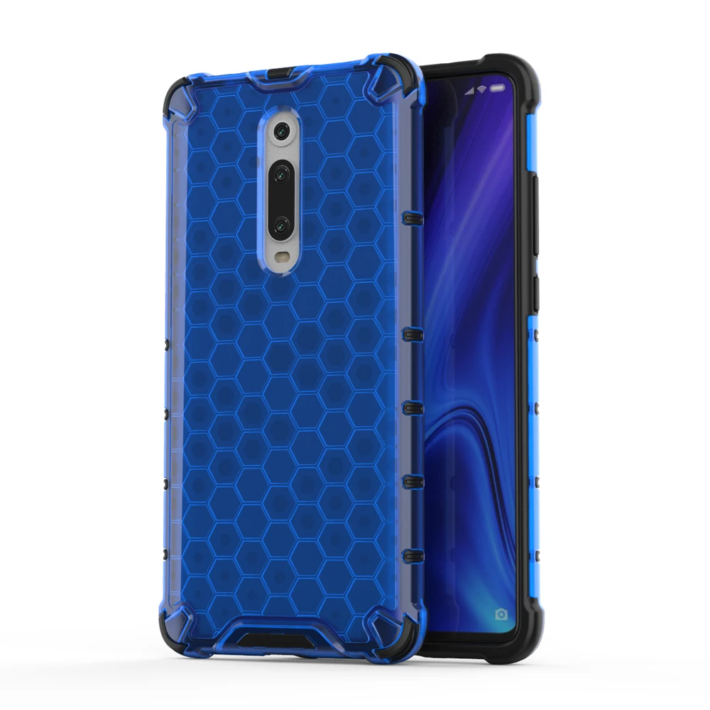 Прочный Гибридный армированный чехол для Xiaomi Mi 9T Pro CC9 CC9E A3 Lite Honeycomb Airbag противоударный чехол для Xiaomi Mi 9 Lite жесткий чехол - Цвет: Clear Blue