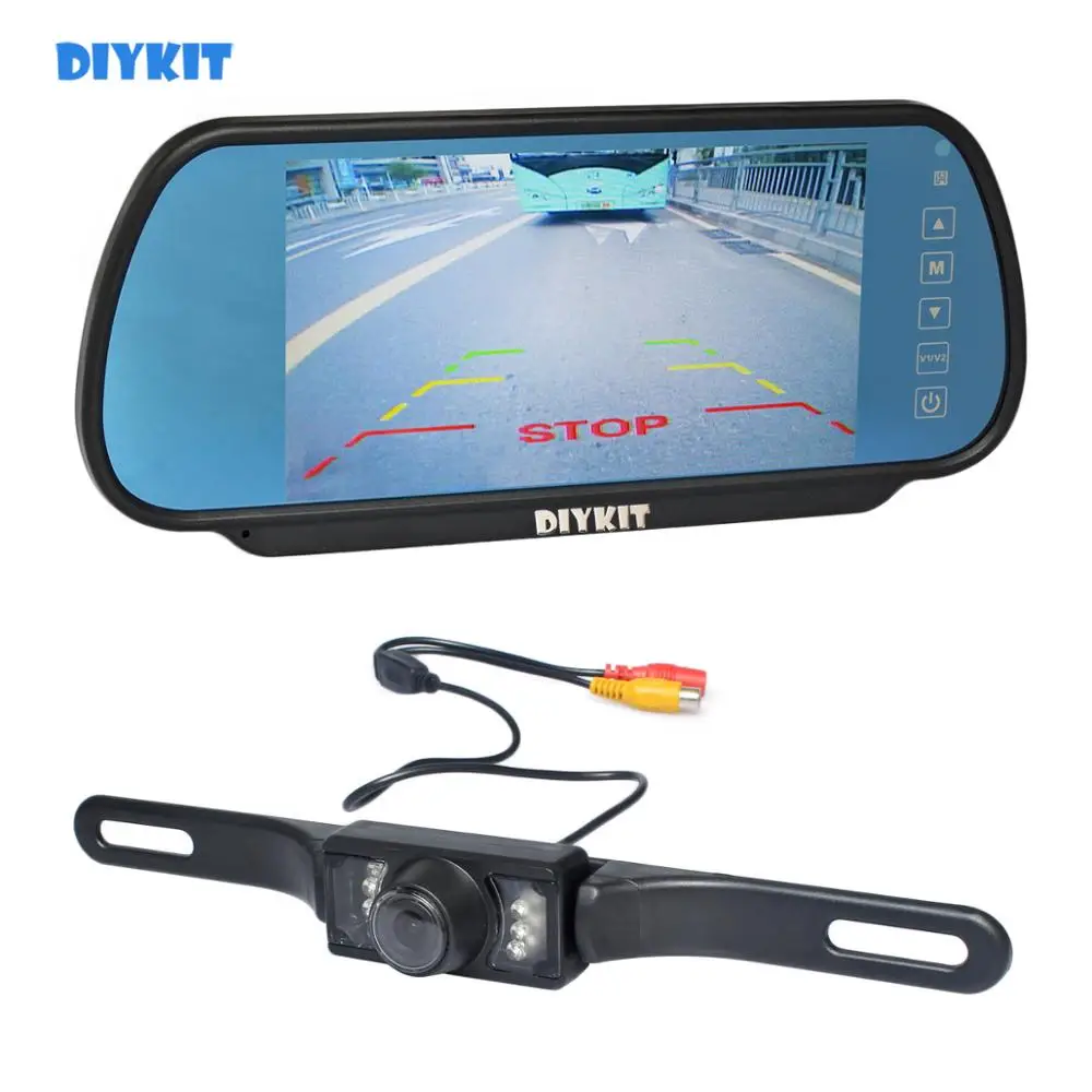 Diykit Авто HD парковка Системы ИК Ночное Видение заднего вида автомобиля Камера с 7 дюймов зеркало заднего вида Мониторы