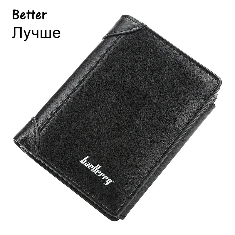 Портмоне baellerry, короткие мужские кошельки, на молнии, с застежкой, клатч, мужской кошелек, для мелочи, тонкий, с карманом для монет, для банковских карт, для кредитных карт, для денег, сумка - Цвет: Black Better