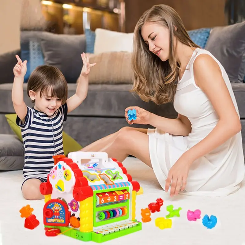 1 PC Children fun tree house activity cube cabin with music light learning