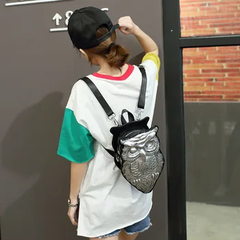 

Pu women's backpack nylon shell owl straddle bag new 3D personalized fashion women's one shoulder straddle ba
