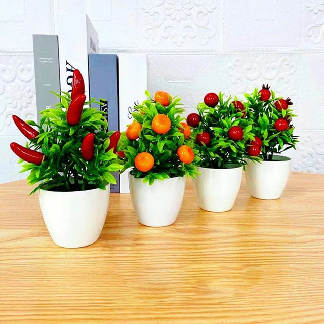 Piante artificiali Bonsai arancia melograno albero da frutto davanzale  Decor cortile in plastica piante finte vaso per la decorazione domestica -  AliExpress
