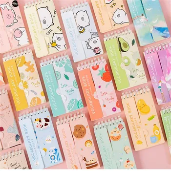 

80 Sheets Pockets Memo Pad Coil Ring Notebook Portable Mini English Notepad Wordbook Diary Planners Book Office Stationery