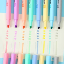 8Pcs/Set Macaron Color Highlighter Pens Fluorescent Marker Pen Pastel Drawing Pen Oblique Head Student School Office Stationery