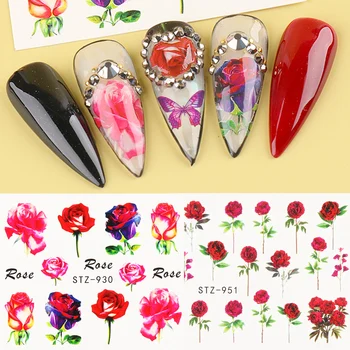 

1pcs Nail Rose Flowers Stickers Decals Floral Butterfly For Nail Art Water Transfer Sticker Foil Sliders Decoration TRSTZ930-969