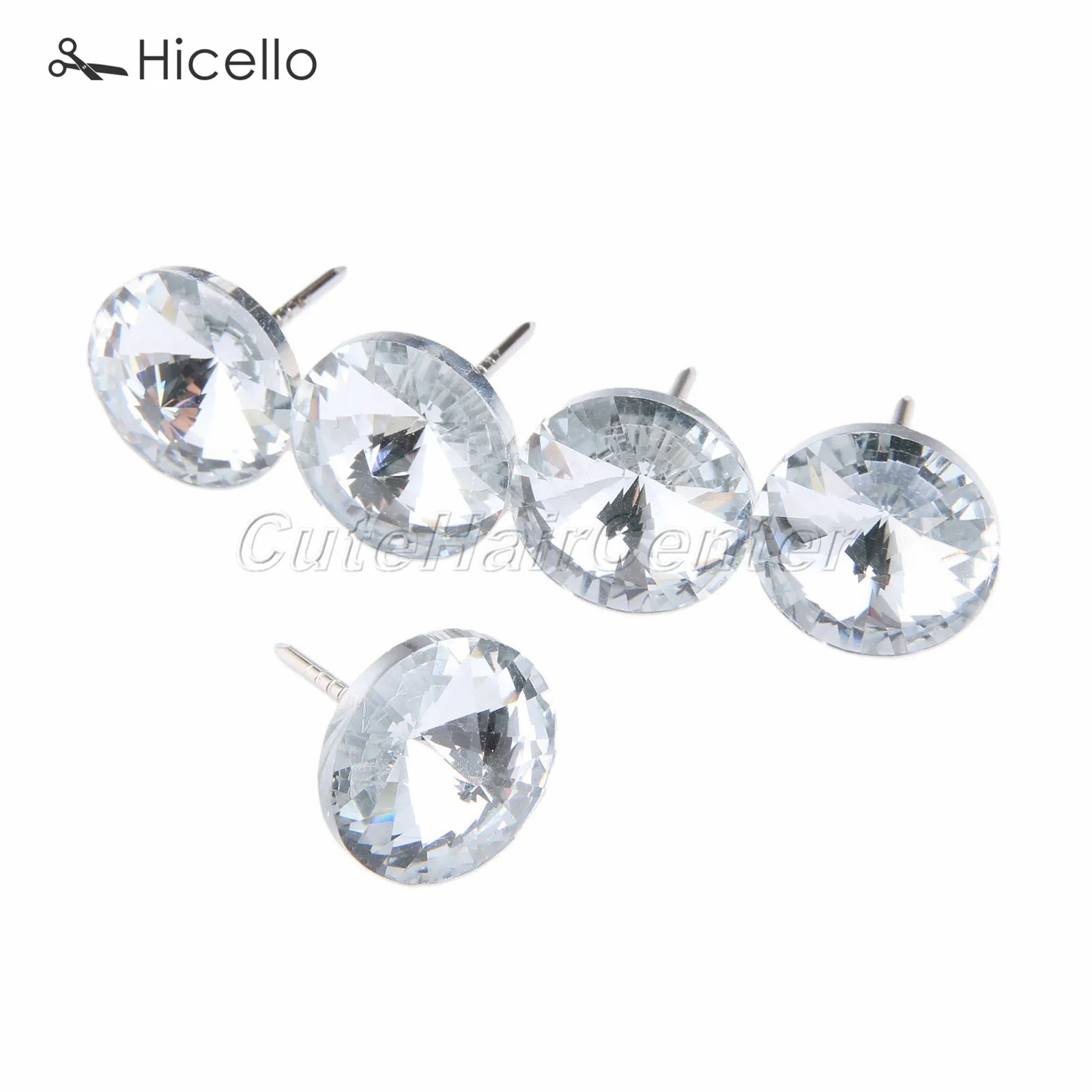 10pcs Crystal Glass Upholstery Nails Button 22mm Diamond Tacks Pins Knot Sewing Sofa Furniture Decoration Hicello