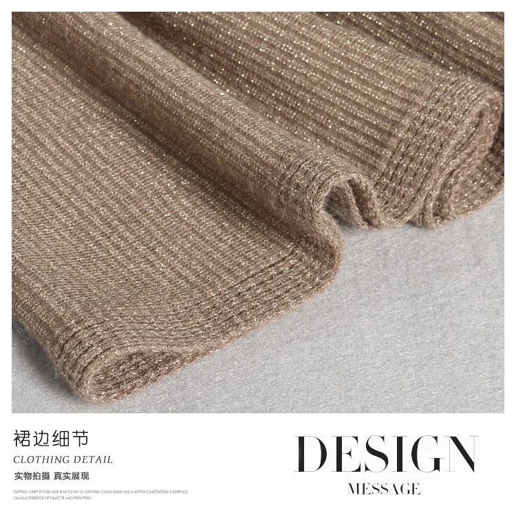 INNASOFAN Mini Knitted Skirt Women Autumn Winter Glitter Skirt High Waist Fashion High-end Chic Button Skirt