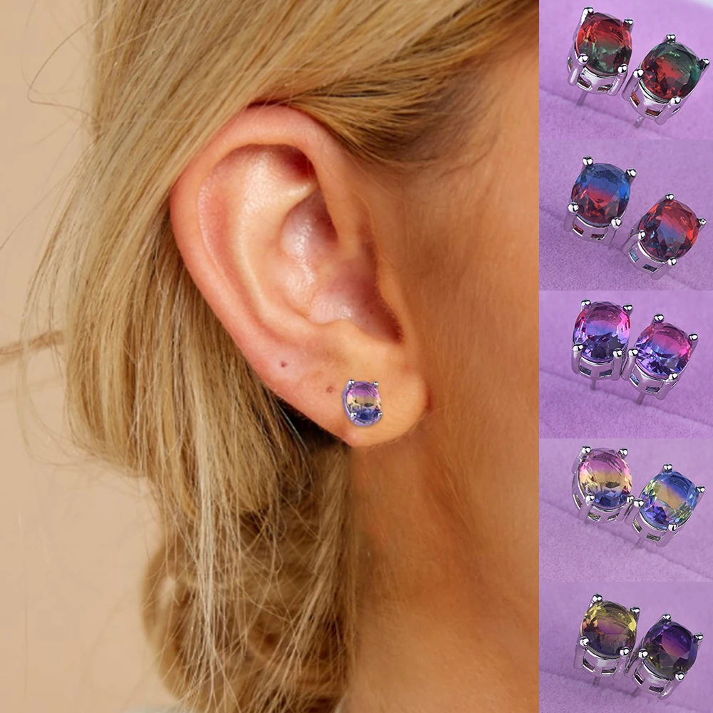 Простые серьги гвоздики для женщин модные женские разноцветные хрустальные