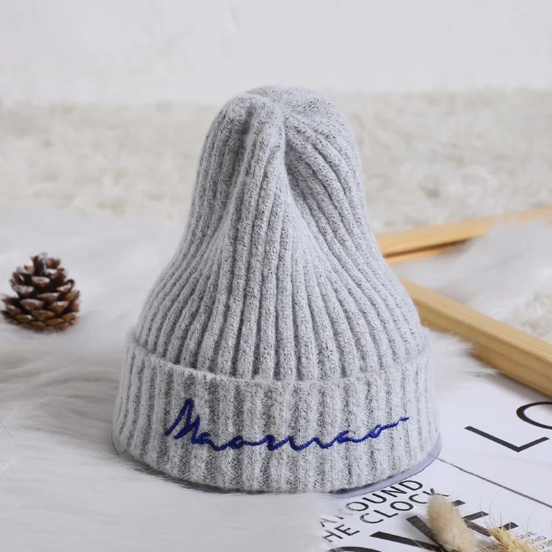 

Baby Cap Embroidered Letters Children's Knit Hat Crochet Baby Beanie Winter Kids Hat