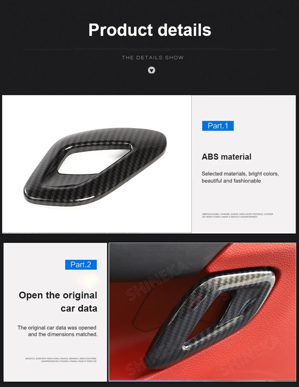 SHINEKA интерьерные молдинги для Challenger- ABS красная карбоновая внутренняя дверная наклейка на ручку Наклейка для Dodge Chanllenger