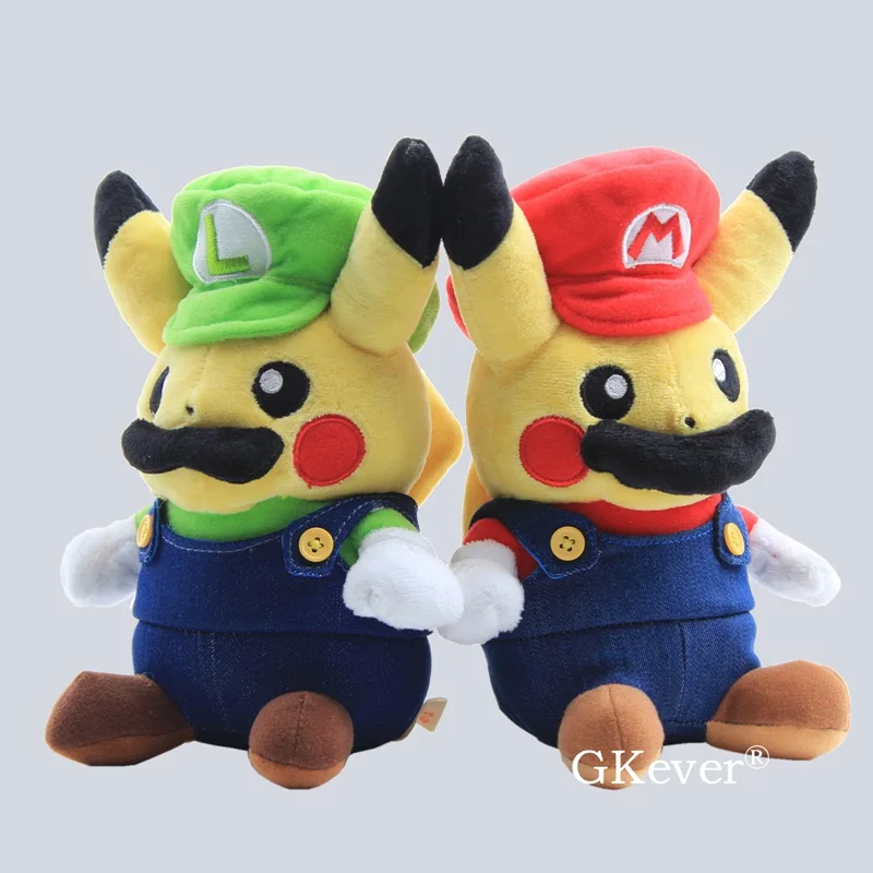 

23cm pikachu cosplay Mario Luigi plush stuffed toys doll Mario Series figure toy Children Christmas Birthday Gift big size