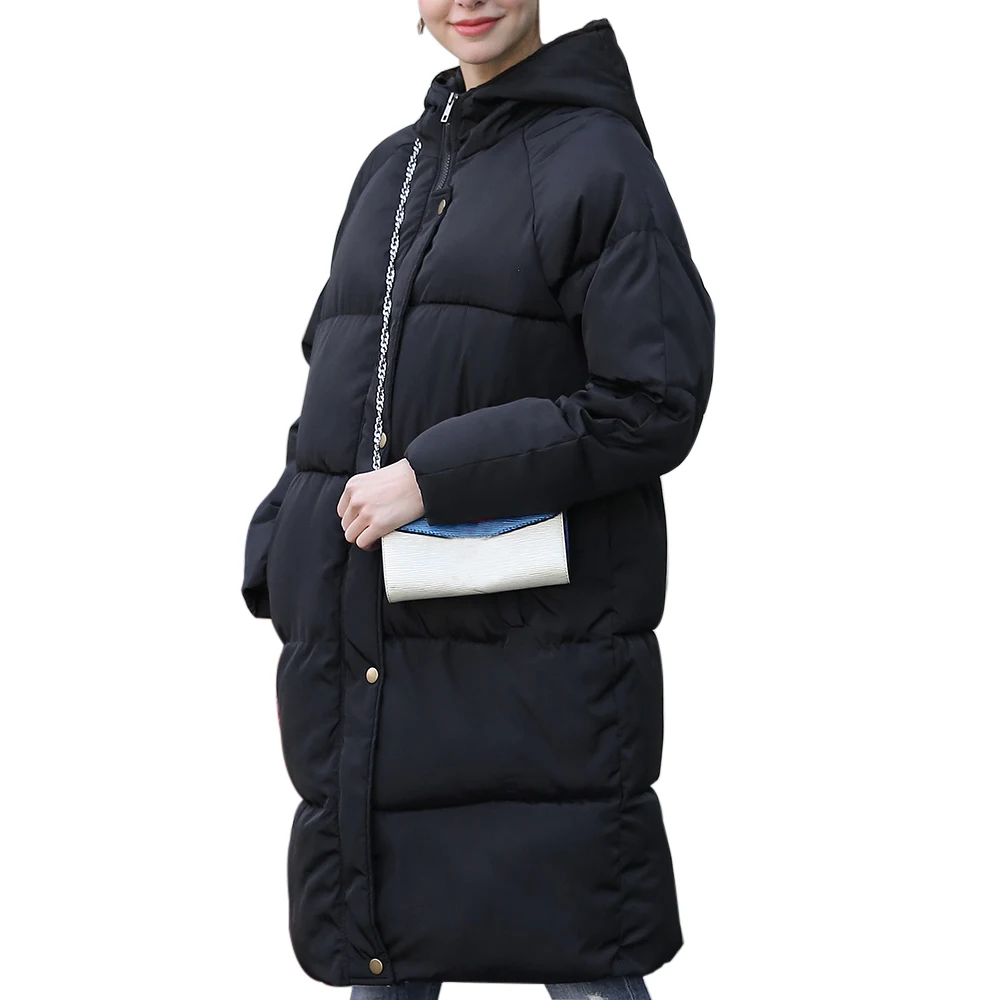 Black OEAK парка женские зимние пальто длинные куртки с капюшоном теплые утолщенные парки из хлопка на пуху Модные женские пальто большие размеры - Цвет: Black