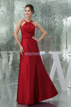 

free shipping 2018 design hot sale quality formal ballroom gowns Custom size/color halter red long bridesmaid dress