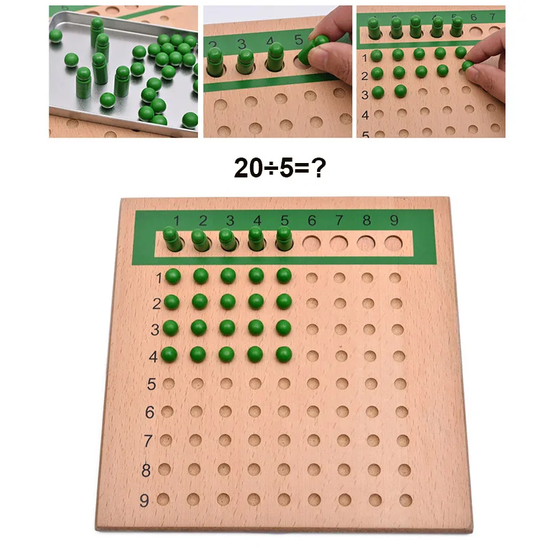 Ребенок учебное пособие фон с изображением деревянных доскок сложение/вычитание/таблица умножения/деления счетная палочка для раннего развития детей игрушка montessori - Цвет: Division