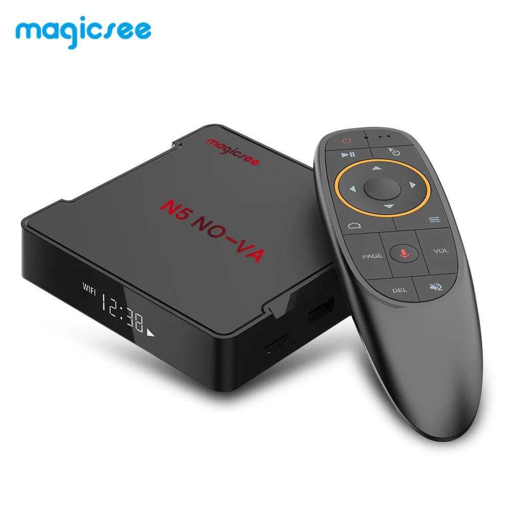 MAGICSEE N5 NOVA tv Box Qoad ядро голосовой 64 бит процессор пульт дистанционного управления с воздушной мышью Android 9,0 4 Гб 64 Гб двухдиапазонный WiFi BT4.0 4K телеприставка