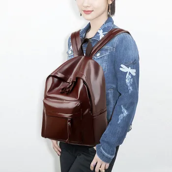 

Fashion Women's Zipper Multi-Function Large Capacity Leather Backpack Travel Bag