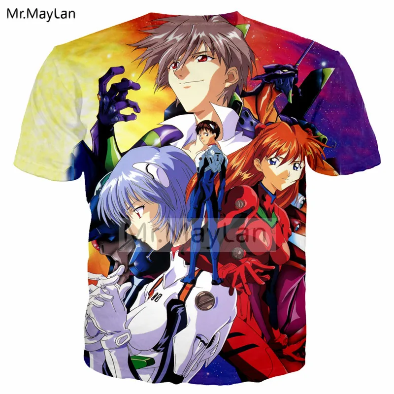 Harajuku Мультфильм EVANGELION EVA 3D принт футболка для хип хопа Футболка Мужская/Женская футболка Hipster летние футболки для мальчиков, топ, одежда 5XL