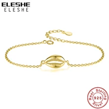 ELESHE, винтажный золотой цвет, 925 пробы, серебряный браслет с подвесками, Женский Регулируемый браслет на цепочке, вечерние ювелирные изделия на свадьбу