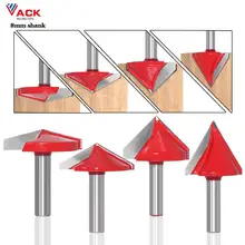 VACK – fraise à bois en carbure massif, tige en V de 8mm, fraises 3D pour le travail du bois, 60R 90R 120R 